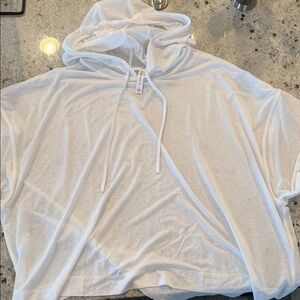 Athleta White Short Sleeve Hoodie Tee